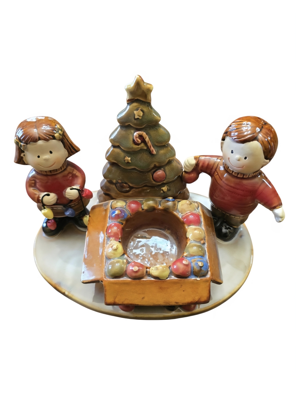 Vintage Yankee Candle  "Kids and Tree" Tea Light Candle Holder By Ronnie Walter